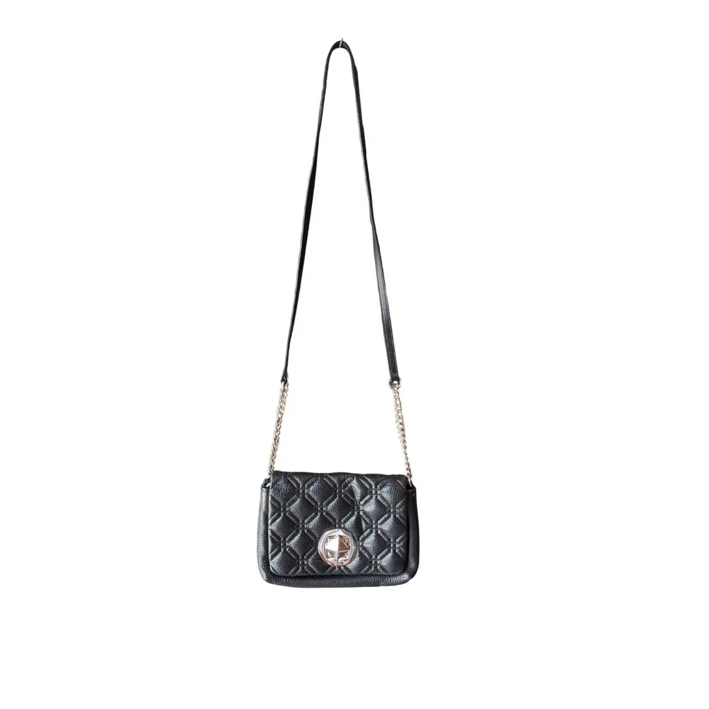 Kate Spade Black Quilted Leather Crossbody Bag Chain Strap Purse